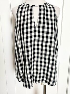 LOFT Black & White Gingham Halter Top - Women Small